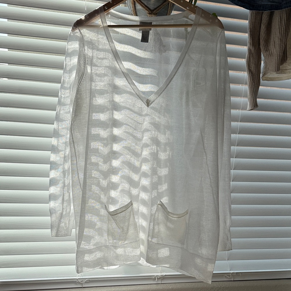 Chico's Sheer V-Neck Crewneck / Swim Cover